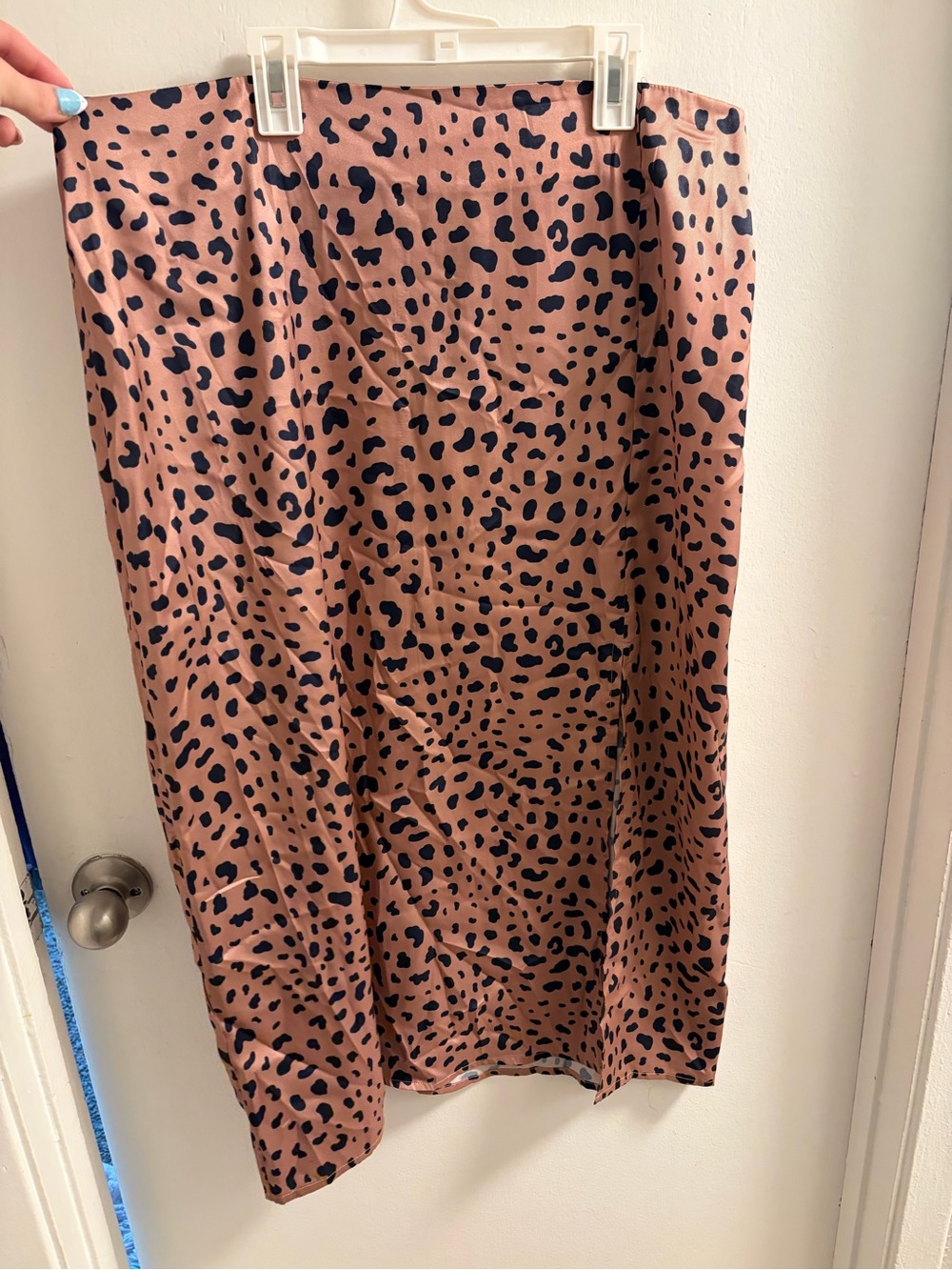 Nasty Gal NWT Leopard Print Satin Midi Skirt Cheetah Slip Silk Look 14 XL